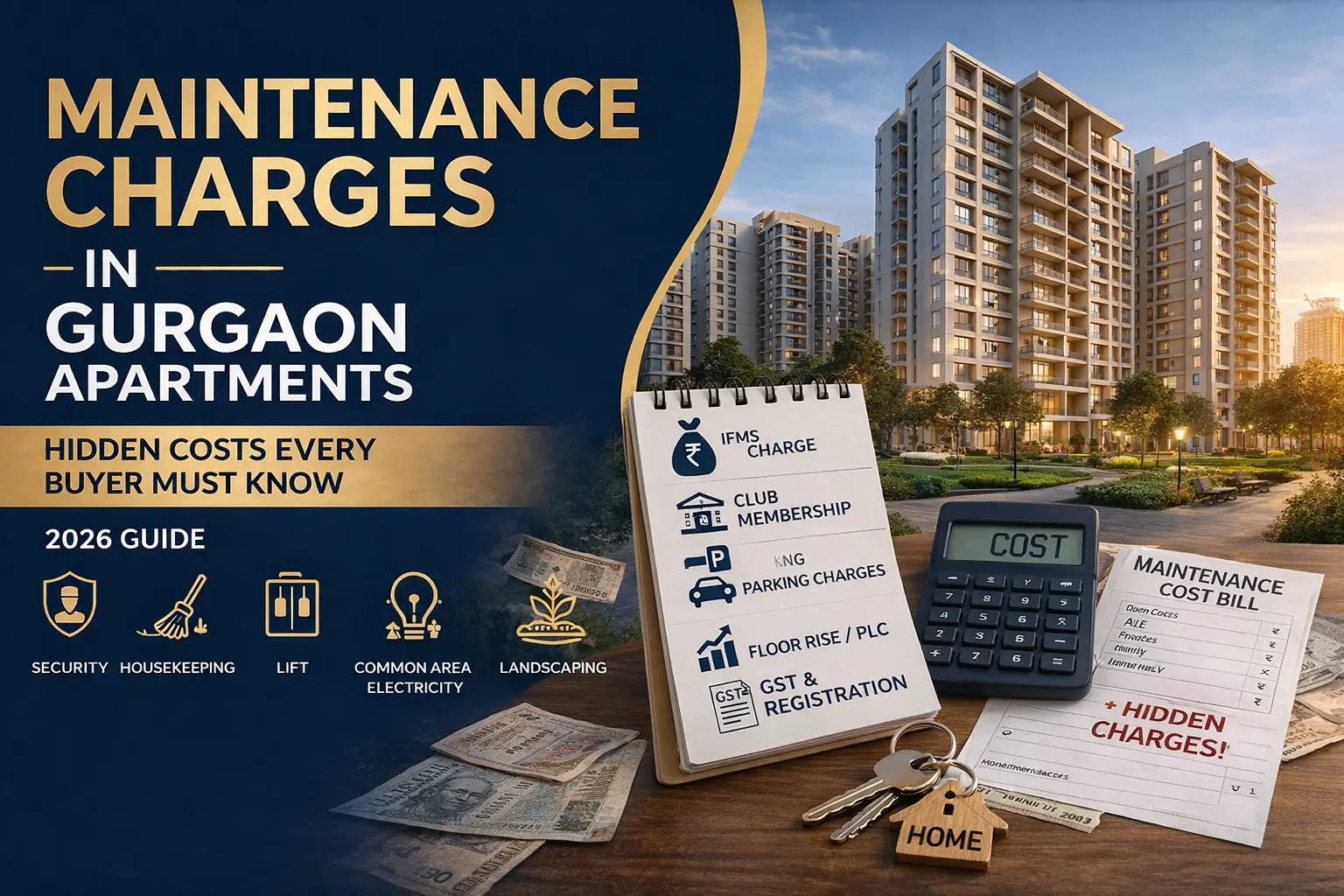 Buying a flat in Gurgaon is often seen as a straightforward process—finalize the property, arrange financing, and complete registration. However, what many buyers overlook are the maintenance charges in Gurgaon apartments and several additional costs that significantly impact the overall investment. From upfront charges like IFMS to recurring society maintenance fees, these costs can add substantial financial responsibility over time. For both end-users and investors, understanding these expenses is critical before making a purchase decision. This guide explains everything you need to know about maintenance charges, hidden costs, and how they are calculated in Gurgaon’s real estate market. What Are Maintenance Charges in Gurgaon Apartments? Maintenance charges in Gurgaon apartments refer to the fees paid by residents for the upkeep and management of common areas and facilities within a residential society. These charges are typically used for: Security services Housekeeping and cleaning Lift maintenance Electricity for common areas Landscaping and gardening Clubhouse and amenity maintenance Depending on the project, these charges can be collected monthly, quarterly, or annually. Society Maintenance Charges in Gurgaon Once a project is operational and handed over, the responsibility of maintenance is usually transferred from the builder to the Residents Welfare Association (RWA) or facility management agency. Typical maintenance structure: ₹2 to ₹6 per sq. ft. per month (average range) Premium projects may charge higher due to luxury amenities Charges vary based on occupancy and facilities For example, a 2000 sq. ft. apartment can have a monthly maintenance cost ranging from ₹4,000 to ₹12,000 depending on the project. These society maintenance charges in Gurgaon are ongoing and must be factored into long-term affordability. What Is IFMS Charge in Gurgaon? One of the most important but often misunderstood components is the IFMS (Interest-Free Maintenance Security). Key points: Paid one-time at the time of possession Typically ranges between ₹100–₹200 per sq. ft. Used as a reserve fund for long-term maintenance For a 2000 sq. ft. apartment, IFMS can range from ₹2 Lakhs to ₹4 Lakhs. While refundable in theory, IFMS is usually adjusted at the time of resale or exit, making it an important upfront cost. Hidden Charges While Buying Flat in Gurgaon Apart from the base price of the property, buyers often encounter multiple additional costs that are not always clearly highlighted at the initial stage. Common hidden charges include: Club membership charges Power backup charges Parking charges (covered/open) Floor rise charges Preferential location charges (PLC) GST (on under-construction properties) Stamp duty and registration Maintenance advance These hidden charges while buying flat in Gurgaon can increase the overall cost by 10%–20% beyond the base price. Builder Hidden Costs in Gurgaon Many developers present an attractive base price, but the final cost often includes several additional components. Typical builder-related charges: Infrastructure development charges (IDC/EDC) Clubhouse usage fees Advance maintenance (1–2 years upfront) Utility connection charges Understanding these builder hidden costs in Gurgaon is essential to avoid budget overruns. Extra Charges When Buying Property in Gurgaon Beyond builder and maintenance charges, there are several statutory and transactional costs involved. Additional expenses include: Stamp duty (5%–7%) Registration charges Brokerage (if applicable) Loan processing fees Interior and fit-out costs These extra charges when buying property in Gurgaon should always be calculated before finalizing the purchase. How Maintenance Charges Are Calculated in Gurgaon Maintenance charges are generally calculated based on the size of the apartment. Common calculation methods: Per sq. ft. basis (most common) Fixed monthly charges (in some societies) Hybrid model (fixed + variable components) The final amount depends on: Size of the apartment Type of amenities Occupancy level Maintenance agency Understanding this helps buyers estimate long-term expenses accurately. Are Maintenance Charges Negotiable in Gurgaon? In most cases, maintenance charges are standardized across the project and are not negotiable. However: Initial maintenance terms may vary during booking Builders may offer flexibility in payment structure Discounts may be available in resale deals Buyers should clarify all maintenance-related terms before signing the agreement. Who Pays Maintenance Charges: Builder or Buyer? This depends on the stage of the project. During construction: Builder may bear some costs Post possession: Buyer becomes responsible In ready-to-move projects: Buyer pays from day one Understanding this transition is important to avoid confusion during possession. Why Understanding Maintenance Costs Is Important Ignoring maintenance and hidden costs can lead to: Budget miscalculations Lower rental yield Reduced ROI Financial stress in the long term Smart buyers always evaluate the total cost of ownership, not just the property price. Expert Insight Based on on-ground experience in Gurgaon’s real estate market, buyers today are becoming more aware of recurring costs associated with property ownership. Premium projects often come with higher maintenance charges, but they also offer better infrastructure, amenities, and long-term value. Investors should always balance maintenance cost vs rental potential vs appreciation before making a decision. Conclusion Understanding maintenance charges in Gurgaon apartments and the associated hidden costs is essential for making a well-informed property decision. While Gurgaon offers strong real estate opportunities, buyers must go beyond the base price and evaluate all additional costs involved. A structured approach, combined with proper due diligence, ensures a financially sound and stress-free investment. Frequently Asked Questions Q1: What are hidden charges in real estate Gurgaon? Hidden charges include PLC, parking, club membership, maintenance advance, GST, and other additional costs beyond the base property price. Q2: How maintenance charges are calculated in Gurgaon? Maintenance charges are usually calculated on a per sq. ft. basis and depend on amenities, project type, and maintenance services. Q3: Are maintenance charges negotiable in Gurgaon? Generally, maintenance charges are fixed, but some flexibility may be available during booking or resale transactions. Q4: Who pays maintenance charges builder or buyer? The buyer pays maintenance charges after possession, while the builder may handle some costs during construction. Q5: What is IFMS charge in Gurgaon? IFMS is a one-time refundable maintenance deposit collected at possession, typically ranging from ₹100–₹200 per sq. ft.