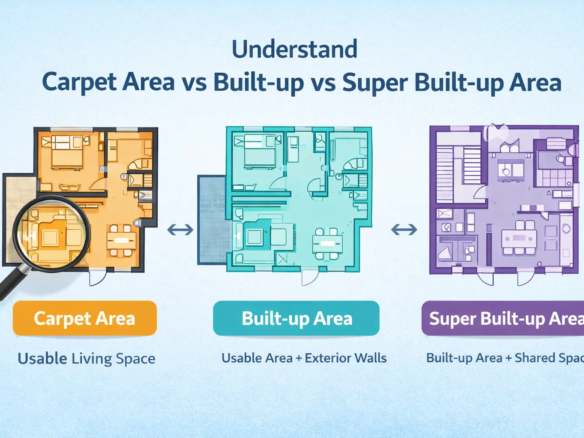 What is Carpet Area vs Built-up Area vs Super Built-up Area