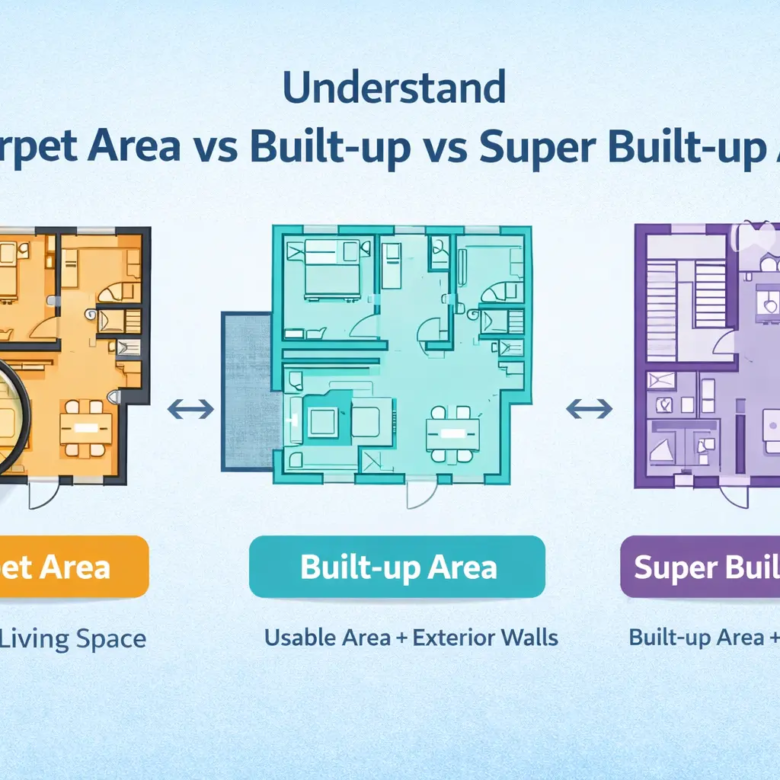 What is Carpet Area vs Built-up Area vs Super Built-up Area (2026 Complete Guide)