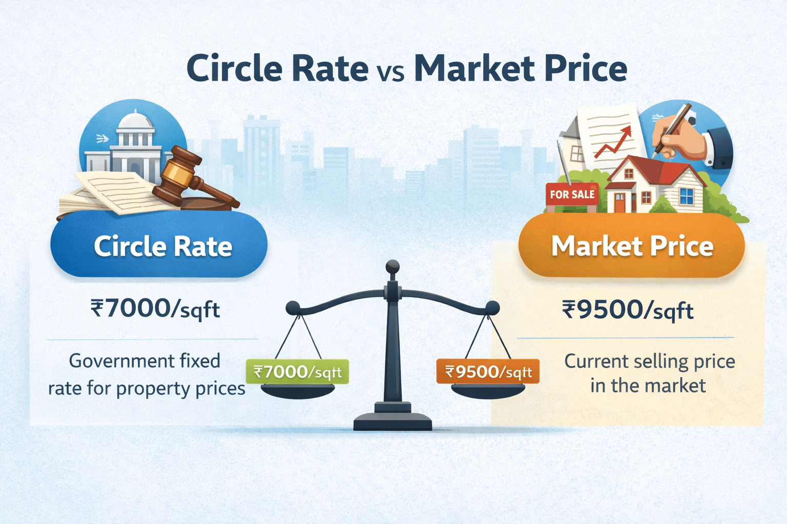 Circle rate vs market price comparison