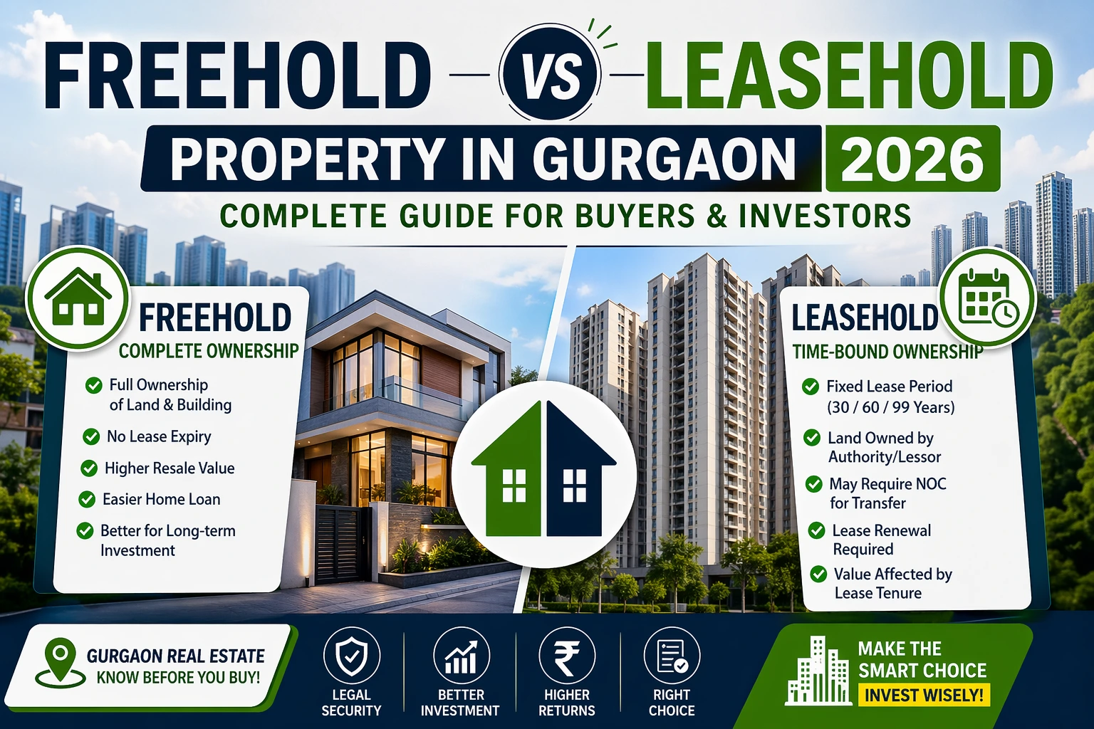 freehold vs leasehold property gurgaon