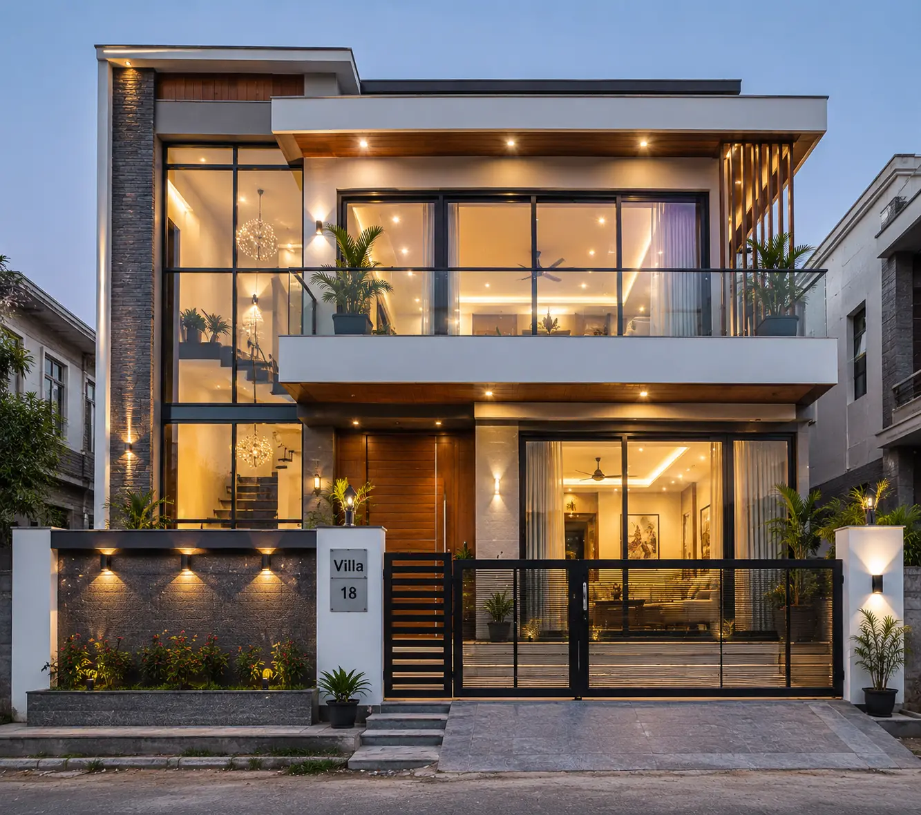 Glass Front House Elevation Design