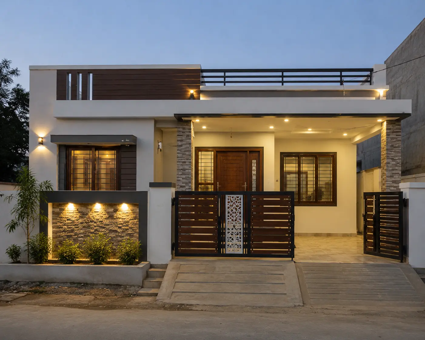Single Floor House Front Design Ideas