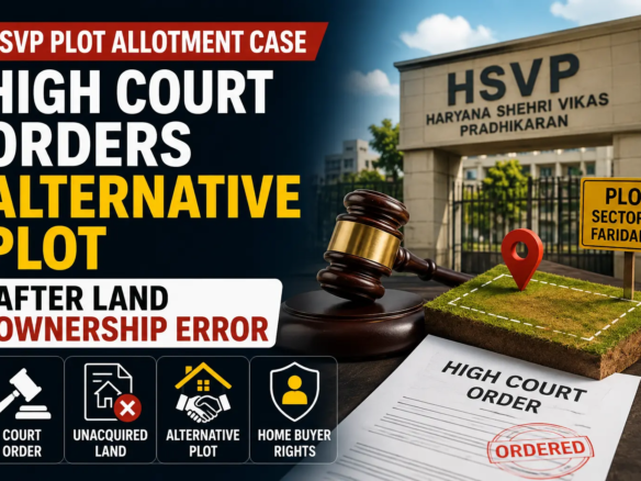 HSVP Plot Allotment Case where Punjab and Haryana High Court ordered an alternative plot after a land ownership error in Faridabad Sector 77.